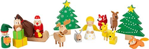 small foot Spielset Waldweihnacht der Tiere aus Holz, mit weihnachtlichen Spielfiguren, für Kinder ab 3 Jahren, 11749