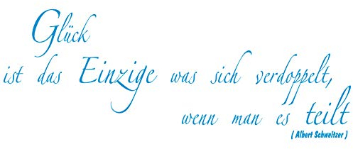 wall-refine WS-00224 | GLÜCK IST DAS EINZIGE was Sich VERDOPPELT WENN Man ES TEILT | 80 x 34 cm, himmelblau, seidenmatt, Premium Wandtattoo Wandaufkleber der Extra-Klasse Wanddeko Deko