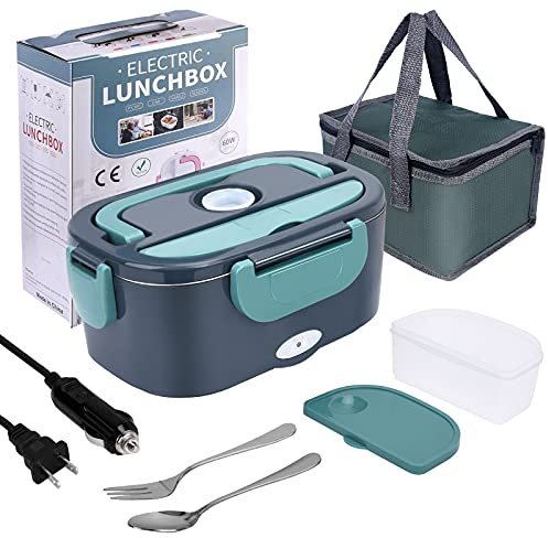 Samshow - Contenitore per il pranzo elettrico per auto, camion e lavoro a casa per adulti, lunchbox elettrico a prova di perdite, contenitore rimovibile in acciaio inossidabile 304... (blu)