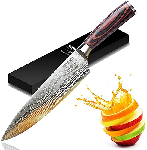AIRENA Chef Knife, 8 inch Professional Kitchen Knives - Premium German High Carbon Stainless Steel - Best Value Knives Sets Gifts- Ultra Sharp Cooking Knife for Home & Restaurant