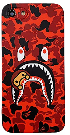 Hoolcase for iPhone 7 for iPhone 8 for iPhone SE Soft Case for Shark Face/Shark Teeth Fans Kids Boys, Cartoon Cute Fun Shockproof TPU Protective 4.7 Inch Case for iPhone 7/8/SE (H-YU)