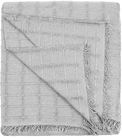 HOME MERCURY - Colcha Multiusos Sofa, Cubrecama, Jarapas, Manta Foulard, Plaid para Cama, Cubresofa, Cómoda Practica y Suave. Poliéster Algodón. (180X260CM, Cuadro Gris)
