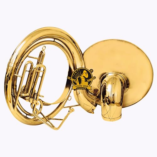 Sound Saga® Sousaphon, 61 cm, handgefertigt, BB-Pitch, Premium-Messing-Qualität, inklusive Mundstück und Tragetasche (BRASS)