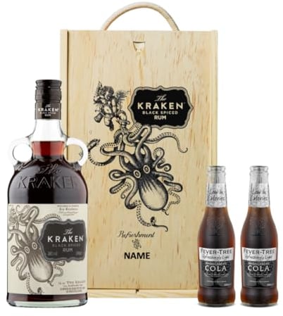 Personalised Kraken Black Spiced Rum with Cola 70cl - 40% - Birthday Gifts for Men, Gifts for Her, Mens Gift Set, Alcohol Gift Set, Gift Sets for Men,