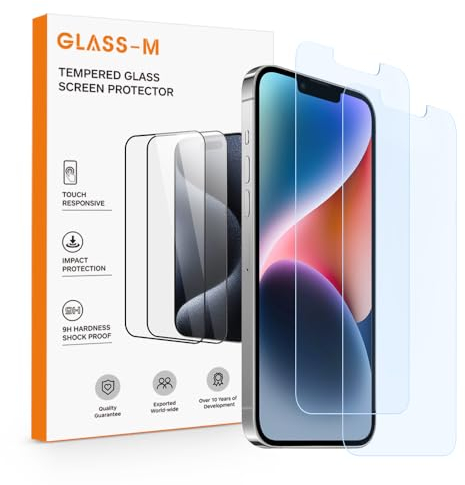 GLASS-M [2 Pack Anti-Blue Light Screen Protector for iPhone 14 Plus/13 Pro Max 6.7, Blue Light Filter Tempered Glass, Eye Protection, Blue-light Blocking