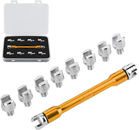 Camrusic Juego de Llaves para radios de Motocicleta, CNC 5,0-6,8 mm, 93 mm/3,7 pulg. para la mayoría de Las Bicicletas(Oro)