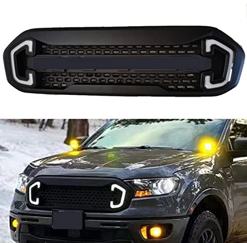 PURICY Schutzgitter vorne/unten, Schutzgitter, für Ford Ranger Modification 2018 2019 2020 T8 Front Mesh Grille with LED Lights
