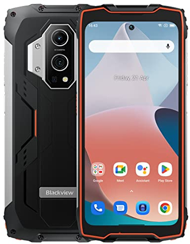 Blackview BV9300 Outdoor Handy ohne Vertrag (100LM Taschenlampe), 15080mAh Akku, Helio G99 21GB+256GB, 6.7'' 120Hz 2.3K Display, 50MP Kamera, IP68 Android 12 Wasserdichtes Smartphone, GPS NFC Orange
