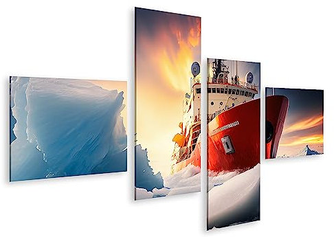 islandburner Bild auf Leinwand Roter Eisbrecher Mittlerer Arktischer Ozean Roter Eisbrecher Mittlerer Arktische Bilder Wandbilder Poster JCBT-4LP