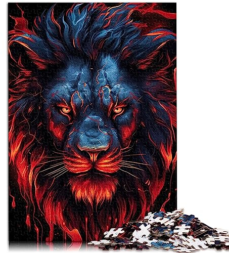 Puzzle für Erwachsene, roter Löwenkopf, 1000 Teile, Puzzle für Erwachsene, Holzpuzzle für Erwachsene und Kinder ab 12 Jahren, Lernspielzeug, Größe: 50x75 cm