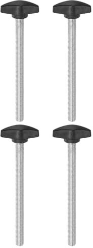 sourcing map Lot de 4 vis moletées en T M8 x 100 mm Filetage mâle standard en plastique Noir