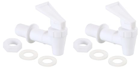sourcing map Reusable Dispenser Tap Set, 2Pack Plastic Spigot Replacement Cooler Faucet Valve for Bottle Water, Beverage (White)