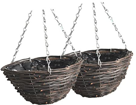 Gogogmee 2 Stück Vogelnest Blumentopfständer Rattankorb Vintage Hängekorb Hängebecken Kleiderbügel Zum Weben Böhmen Wandmontierter Eimer Pflanzgefäß Runder Drahtkorb Wandhängekorb