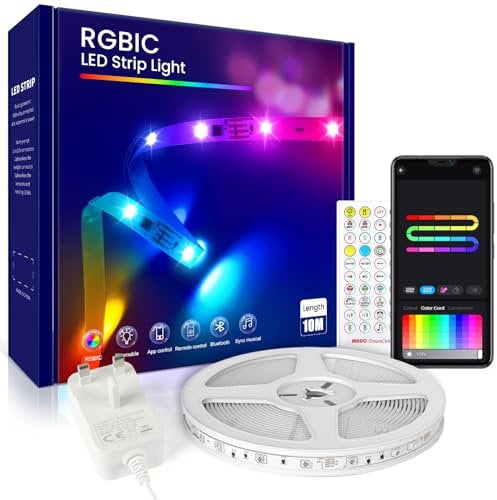 Beaeet RGB Individually Controlled Strip Light 10m, Multicolor Segmented LED Lights, Music Sync, Smart Control via App/Remote, Perfect for Gaming, Celebrations, Office, Christmas, and Parties
