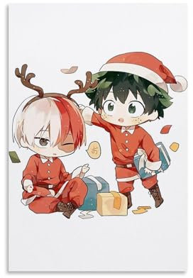 Christmas Poster&anime My Academia Hero Poster Deku&Todoroki Shoto Poster Dekorative Malerei Leinwand Wandkunst Wohnzimmer Poster Schlafzimmer Malerei,Wandkunst Bilddruck Moderne Familienzimmer Dekor