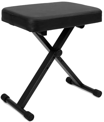 QWORK® Sgabello regolabile per pianoforte/tastiera/chitarra, Sgabello pieghevole con imbottitura 6 cm, Regolabile in altezza 40-50 cm