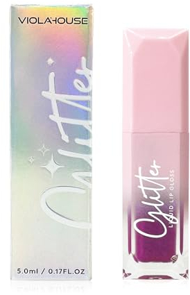 VIOLA HOUSE Lipgloss Glitter, Rossetto liquido lucido Lipgloss, Lipgloss lucido Finitura scintillante sulle labbra.5ML (cristallo) (riflettore)