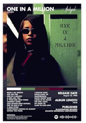 AmAzwi Aaliyah One In A Million Album, Musikcover, AAbum-Poster, Leinwand-Poster, Schlafzimmer-Dekor, Sportlandschaft, Büro, Raumdekoration, Geschenk, ungerahmt: 20 x 30 cm