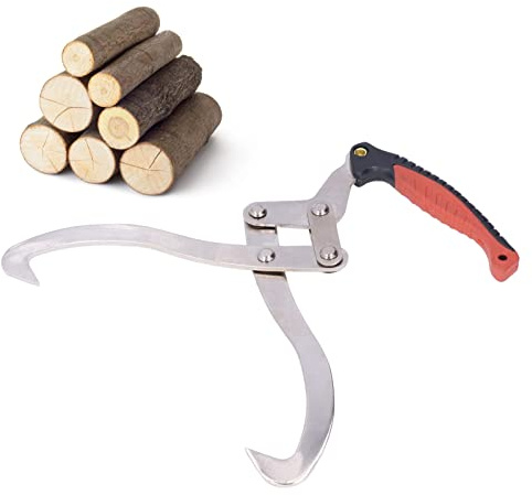 Log Lifting Tongs, 16.9'' Log Skidding Tongs with Non Slip Handle, Heavy Duty Lumber Grapple Timber Claw Hook for Timber Grabber Wood