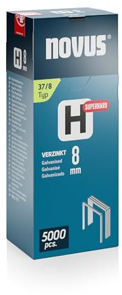 Novus Feindrahtklammern H Typ 37 8 mm (Rückenbreite: 10,6 mm, Drahtbreite: 0,75 mm, 5.000 Stück, Härtegrad superhart, Material: verzinkter Stahldraht) 042-0771