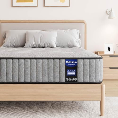 Mellsom King Mattress 5FT, Gel Memory Foam 7 Zone Pocket Sprung Hybrid King Size Mattress, 8 Inch Orthopedic Medium Firm Mattresses for Pressure Relief Motion Isolation, 150x200x20cm