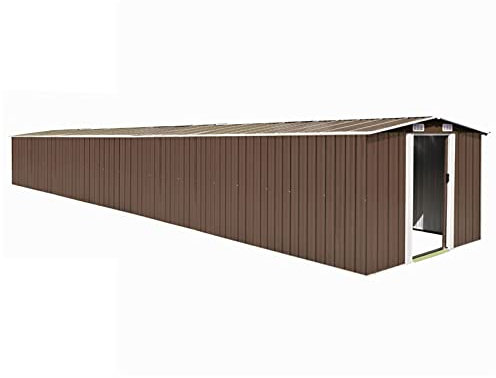 Bulliing Gerätehaus Fahrradschuppen GartengeräTehaus GartenhüTte GeräTeschuppen GeräTebox Garten Braun 257x990x181 cm Verzinkter Stahl