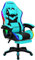 ELFORDSON LED Gaming Chair with 8-Point Massage, Swivel Office Chairs with Head Pillow Lumbar Support, Ergonomic Desk Chair with Armrests Footrest for Heavy Duty, PU Leather, Cyan