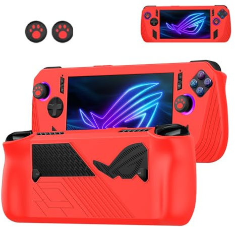 BeisDirect Coque de protection en silicone pour console de jeu portable ASUS ROG Ally X - Coque de protection en silicone avec capuchons de joystick - Rouge