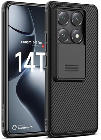 Nillkin für Xiaomi 14T Pro Hülle mit Kameraschutz, Schutzhülle mit Slide Camera Cover, TPU+CP Dünne rutschfest/Stoßfest Absturzsicherung/Kratzfest, Schwarz