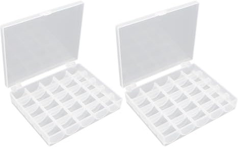 TYFGRT 2 Stück 25-Gitter-Spulenboxen, Nähzubehör-Aufbewahrungsbox, Spulenbox, Transparente Kunststoffbox, Kleinteile-Aufbewahrungsbox, Nähzubehör