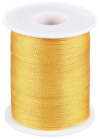 PATIKIL 1mm x 393feet Nylon String for Bracelets Braided Nylon Cord Nylon Thread for Wind Chime Beading Necklaces Blinds DIY Craft Jewelry Making, Yellow