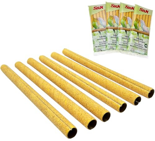 S&X Kleine Sand-Sitzstangen für Vogelkäfige, 36 Stück, Vogelsitzstange, Schleifpapierabdeckungen für Wellensittiche, Sittiche, Kanarienvögel, Finken und andere kleine Vögel