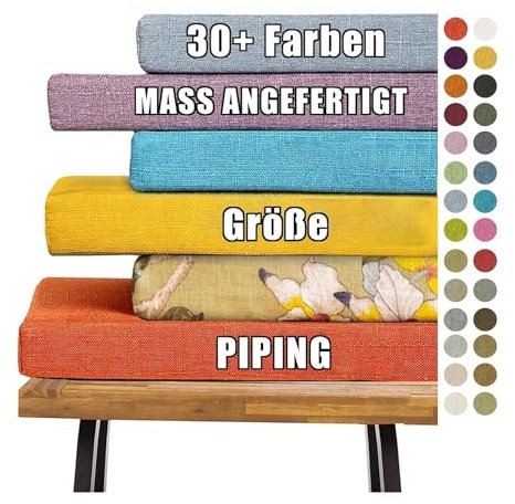 HQQXZQ Bankkissen Bankauflage Nach Maß Sitzkissen, Waschbar Abnehmbarem Bankauflage Stuhlkissen - für Gartenbank Schaukel, Terrasse, Esstisch, Bank, Drinnen, Viele Farben und Größen (8cm Dicke)