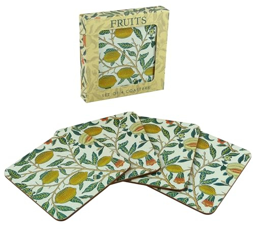 The Leonardo Collection Fruits Coasters Set of 4 William Morris For Home & Office | Stylish Coaster For Kitchen & Dining | Durable Drinks Coasters For Tabletops | Decorative Home Accessories