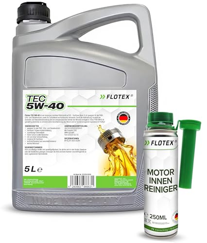 FLOTEX Premium Tec 5W40 Motoröl 2x5L I Hochwertiges Motor-Öl 5W40 für geringere Emissionswerte I Ergiebiges 5W 40 Motoröl für Otto- & Dieselmotoren I Profi 5 W 40 Öl 5L mit idealer Viskosität