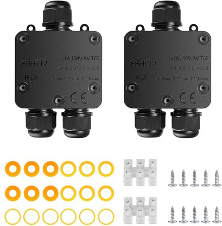 IP68 Waterproof Junction Box, 3-Way Y-Type PA9 Outdoor Electrical Junction Box, Electrical Enclosure, Gland External Cable Connector Wire Connector for Ø 4mm -15mm Diameter Cable - 2 Pack