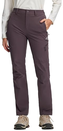 Pioneer Camp Pantalon Randonnée Femme Léger Respirant Étanche, Taille Élastique, 4 Poches Zippées Pantalons Cargo, Idéal pour Vélo Camping et Activités Extérieures（Violet;S