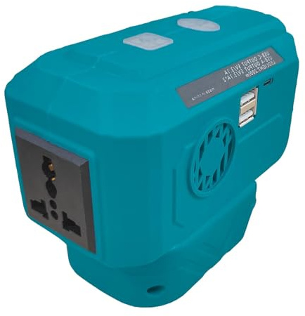 200W Portable Power Inverter 18V Batteries Camping Accessories Converts to Dual USB/Type-C Ports & 230V AC Outlet,Built-in 200LM LED Light,for Outdoor,Camping gear,Laptop Computer,Friger
