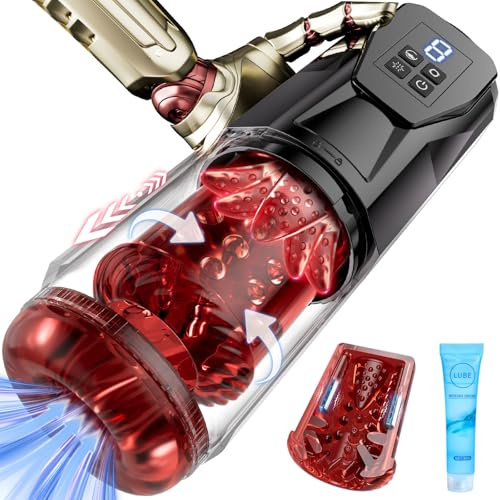 Masturbieren für Männer Elektrische Masturbatoren, Sex Spielzeug für die Männer 7 Rotierend, Vibration, Teleskop, Lecken, Ein-Klick-Orgasmusfunktion, Taschenmuschi Masturbator Blowjob Penis Massage