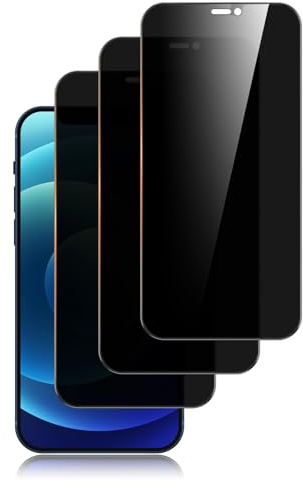 Wanme Lot de 3, Verre Trempé Anti-Espion pour iPhone 12, iPhone 12 Pro (6,1 Pouces), Angle de Confidentialité 28 Degrés Amélioré, Dureté Ultra-Résistante 9H, sans Bulles (Noir)