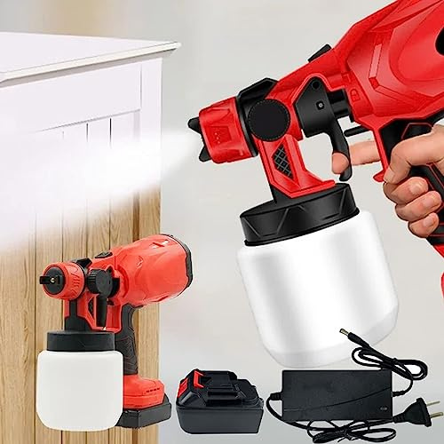Portable Automatic High-pressure Paint Spray Gun,Portable Automatic High-Pressure Paint Gun,850W HVLP Cordless Paint Sprayer with 3 Spray Patterns & 1.8mm Nozzle (Charger + Battery)