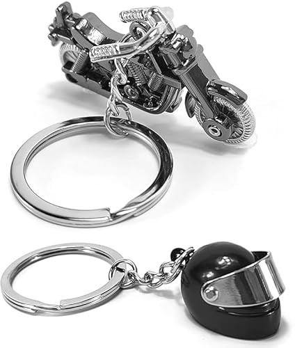 XinYangMao Motorbike Keyring Helmet Keyring, Mini Motorcycle Keyrings Novelty Metal Keychain, Motorbike Gifts for Men Women, Biker Accessories