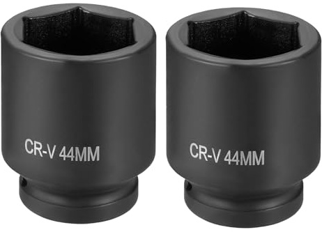 sourcing map 2 llaves de vaso de impacto de 6 puntos de 1 pulgada de accionamiento métrico de 44 mm de acero CR-V para reparación de tuercas de eje de máquina, color negro