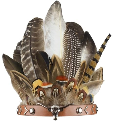 Zghhc Federkopfschmuck Für Kinder Und Erwachsene, Indianerstirnband, Vintage-federstirnband, Amerikanisches Kopfschmuck-Accessoire