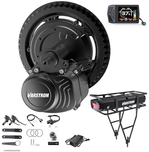 TSDZ Mittelmotor 48V 500W TS-DZ*2B, Elektrofahrrad Umbausatz mit Optionale Batterie und EKD01-Multilanguage Ebike Anzeige mit 48V18,2Ah Ebike Gepäckträgerbatterie