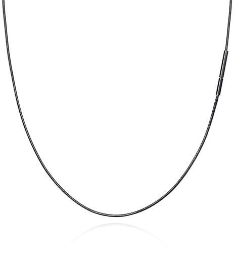 TempBeau Leder Halskette Lederkette Herren- 1/2/3MM Lederhalsband Verschluss Edelstahl für Männer Damen, Schwarz/Braun Kunstlederkette 45/50/55CM Wasserdicht Leder Wachsseilkette für Schwimmen Baden