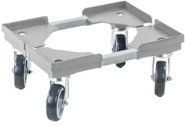 PROREGAL Profi-Flex Transportroller für Euroboxen 40x30cm mit Kunststoffräder grau | 4 Lenkrollen | Traglast 300kg | Kistenroller Logistikroller Rollwagen Profi-Fahrgestell
