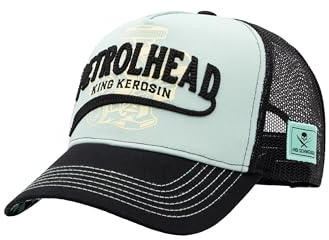 King Kerosin Herren Trucker Cap X Andi Schweiger – Limitierte Edition – Hochwertige Mesh Kappe Mit 3D-Stickerei – Vintage Baseball Mütze – Mint/schwarz Petrolhead