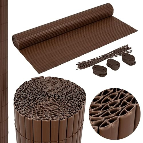 Grindi Balkon Sichtschutz 180x300 cm - PVC Sichtschutzmatte - Sichtschutz Zaun - Sichtschutz Garten, Terrasse - Sonnenschutz Balkon - runden Röhrchen - Zaun Garten - Zaunblende - Zaunverkleidung