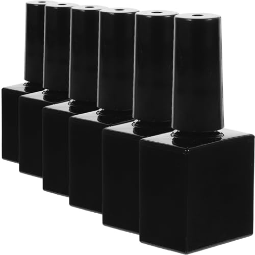 CRAFTHROU 6Pcs Black Refillable Nail Polish Bottles with Brush 10Ml Glass Small Bottles for Gel Polish and Professional Manicure